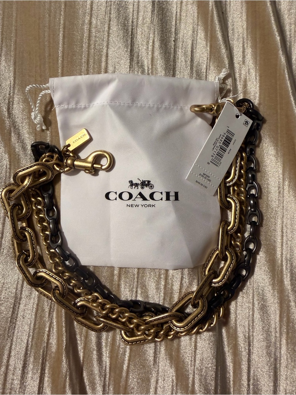 Coach Mixed-Metal Chain Strap in Gold and Black